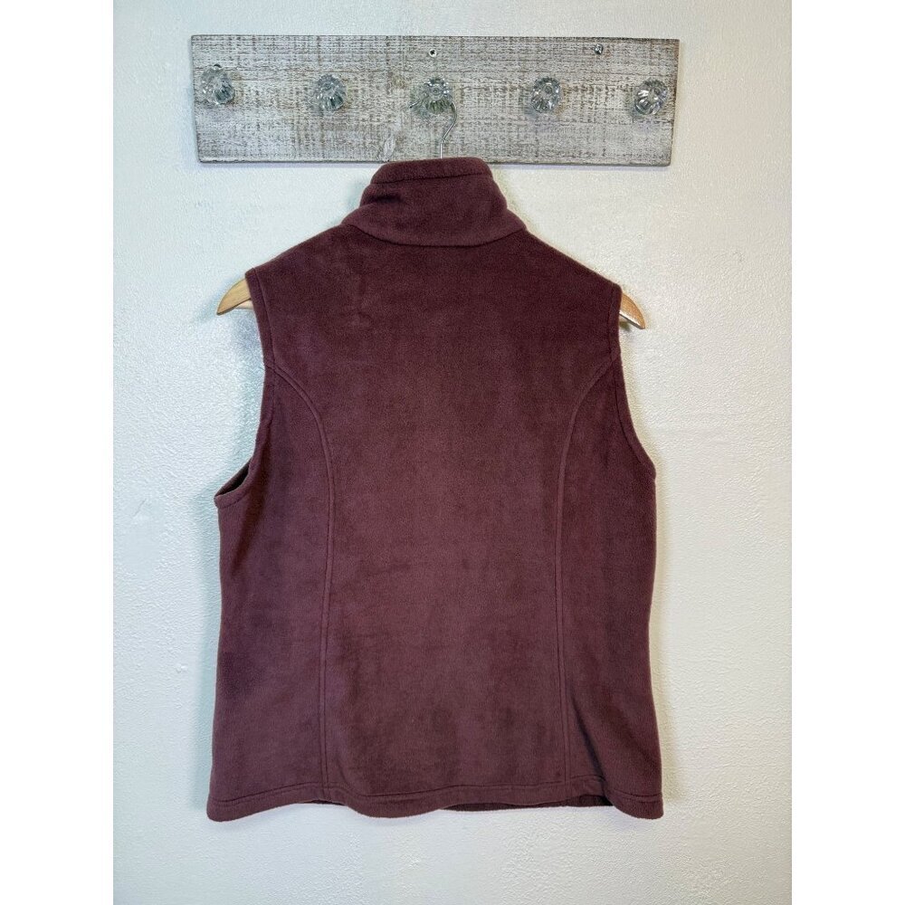 Columbia Womens Burgundy Fleece Vest  Large Full-Zip Athleisure Outdoors - Picture 2 of 9
